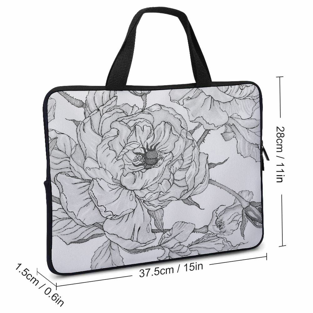 JRXY Flowers Leaves Bug Laptop Bag Diving Fabric Computer Protective Handle Case 15inch