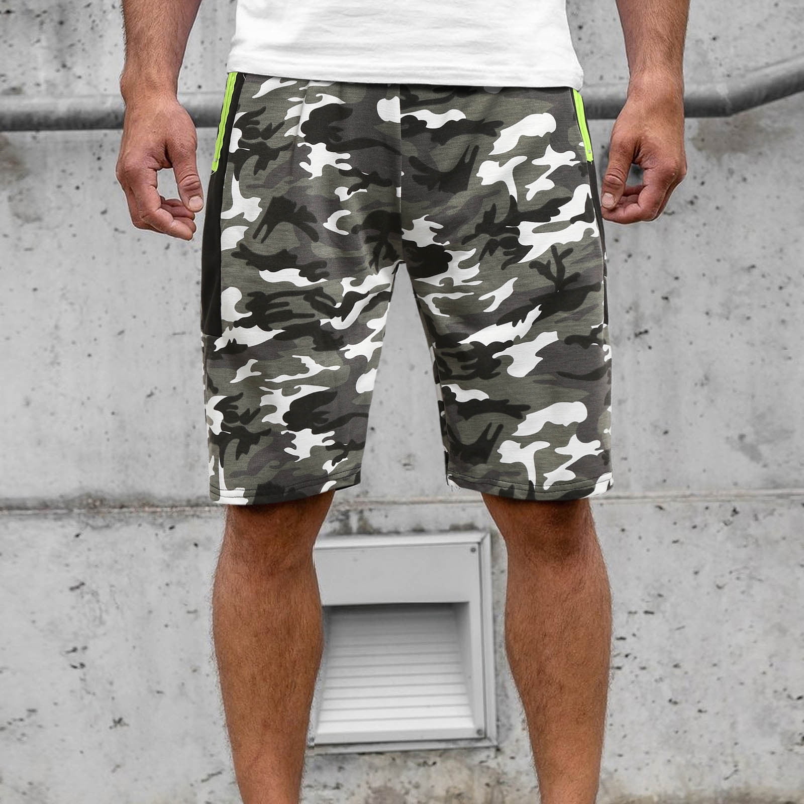 Move on Men Camouflage Drawstring Shorts Summer Sports Fitness Fifth Pants 