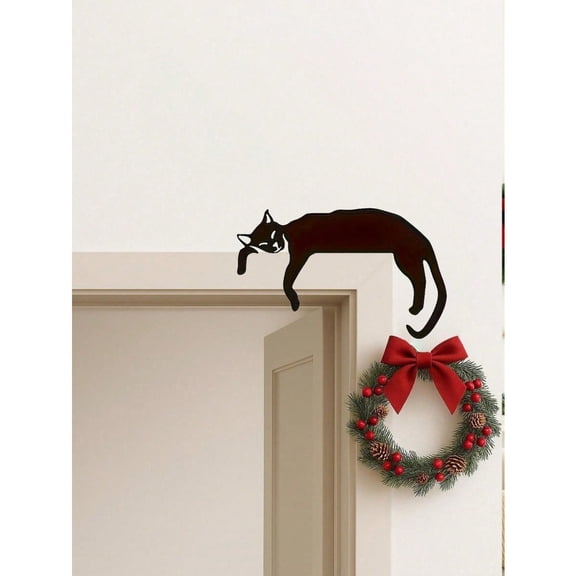 HELLOYOUNG Gothic Black Cat Wall Decor Vintage Halloween Home Accents Hanging Black Metal Cat Sculpture for Indoor Outdoor Garden Halloween Decorations