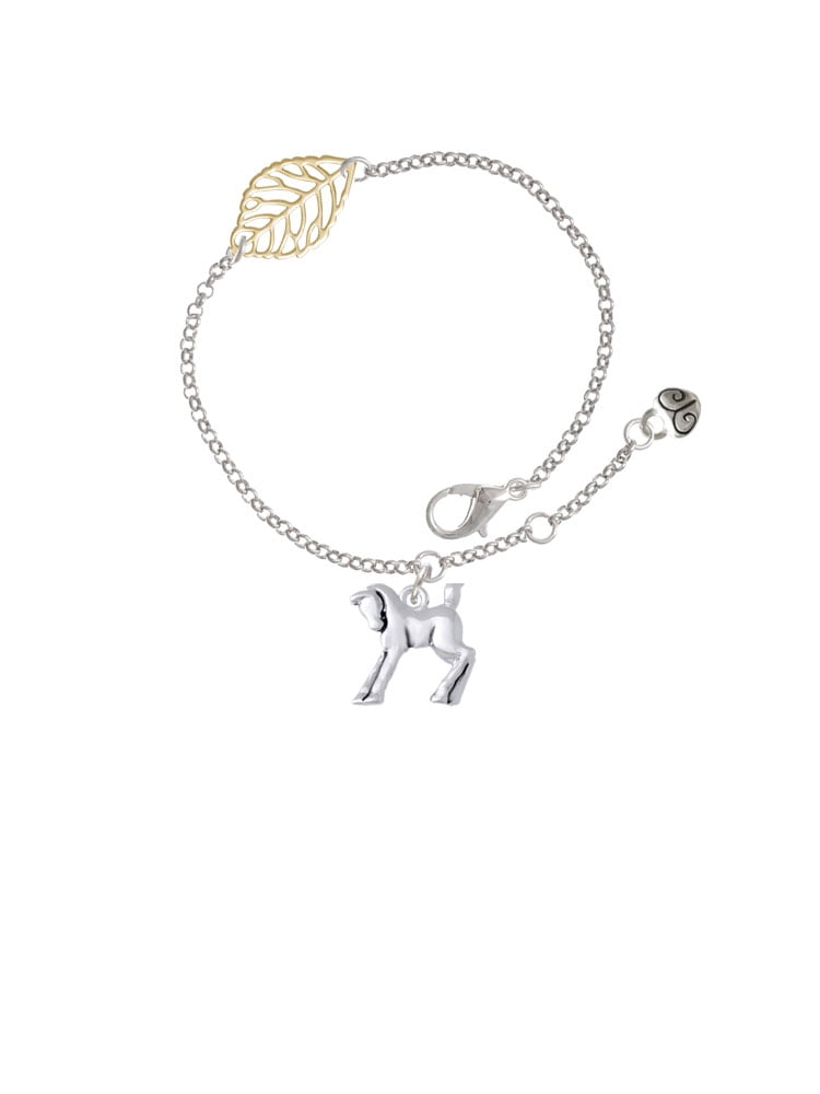Delight Jewelry Silvertone Equestrian Horse - Goldtone Leaf Delicate Bracelet, 6.25+1.75"