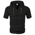 thumbnail image 1 of pstuiky camisetas de hombre, Blusa de manga corta con cuello vuelto, transpirable, con botones y color liso para hombre camisas casuales para hombre xxxl, 1 of 5