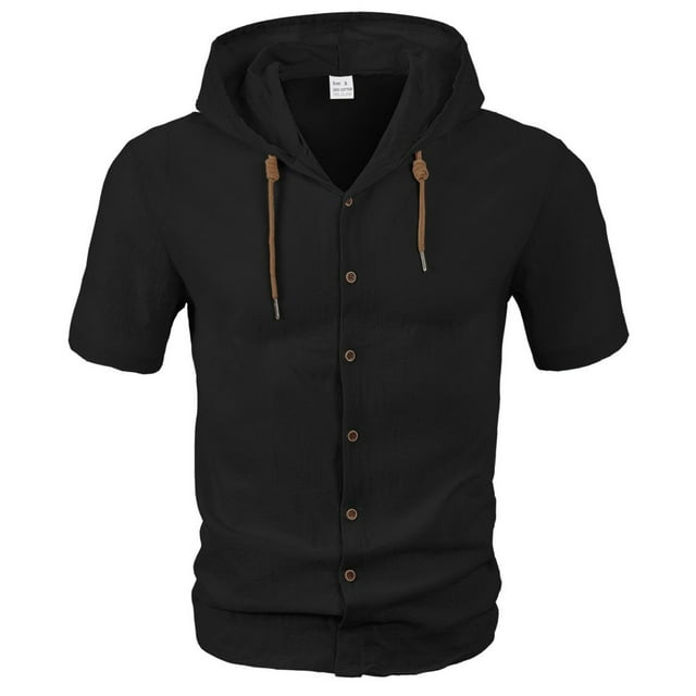 pstuiky camisetas de hombre, Blusa de manga corta con cuello vuelto, transpirable, con botones y color liso para hombre camisas casuales para hombre xxxl
