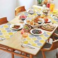 thumbnail image 2 of Yellow and Gray Geometric Quatrefoil Pattern Summer Placemats Table Placemats Set Of 4-Linen Kitchen Washable Placemats Table Mats 11.8"x17.7" Non-Slip Heat Resistant, 2 of 6