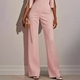 thumbnail image 3 of VIWORLD Women's Solid Color Round Neck Mid-Sleeve Jumpsuit with Pearl Accents, Elegant & Casual Summer Outfit, 3 of 4
