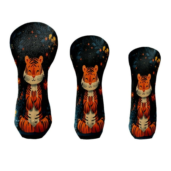 Golf Club Cover Velvet Lining Suitable for the First Wood, Fairway Wood and Hybrid Club Head Cover, Suitable for Men and Wome Meditating Tiger