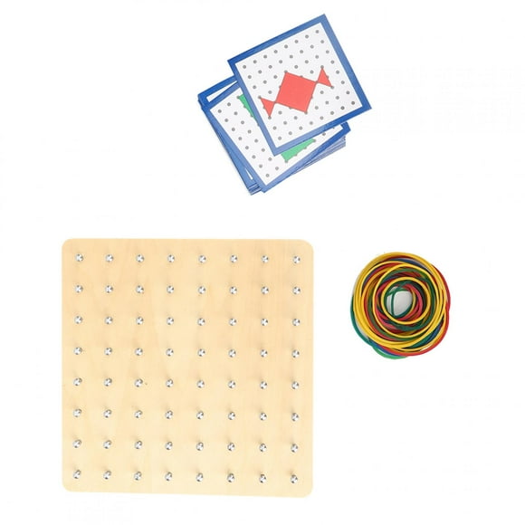 Nail Board Space Imagination Educational Toy Wooden Pegboard Geometric Shape Geoboard Educational Toys Math Tool Rubber Bands to Create Figures and Shapes