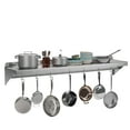 thumbnail image 1 of Bingirl Stainless Steel Shelf Pot Rack, Wall Mounted Shelf with Hooks, 220 lb Capacity Commercial Shelves Metal Shelving, Cookware Organization Storage Rack, 1 of 9