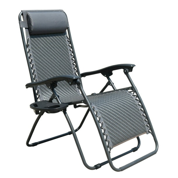 Outdoor Recliner Adjustable Folding Patio Lounge Chair W/Pillows And