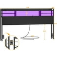 thumbnail image 5 of iSunirm Headboard for King Size Bed with Bookcase Storage, King Headboards with LED Light and Power Outlets, Modern King Size Head Board, for King Size Bed, 77.2'' Width, Black, 5 of 8