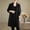 Black, variant on Women's Long Linen Blazer Jacket, Roll Up Sleeve Button Down Coat with Pockets, Casual Office Long Outerwear Khaki M