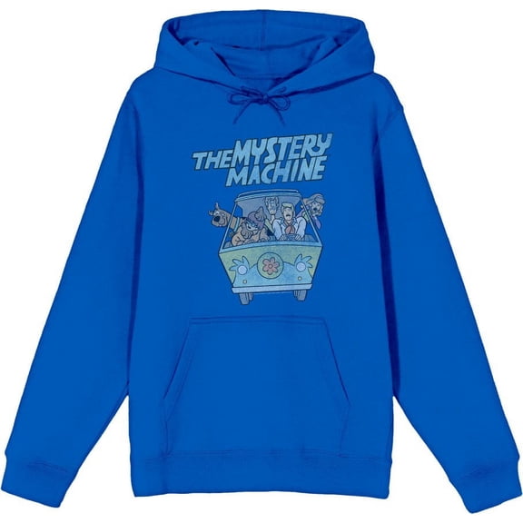 Scooby Doo The Mystery Machine Adult Blue Long Sleeve Hoodie-Medium