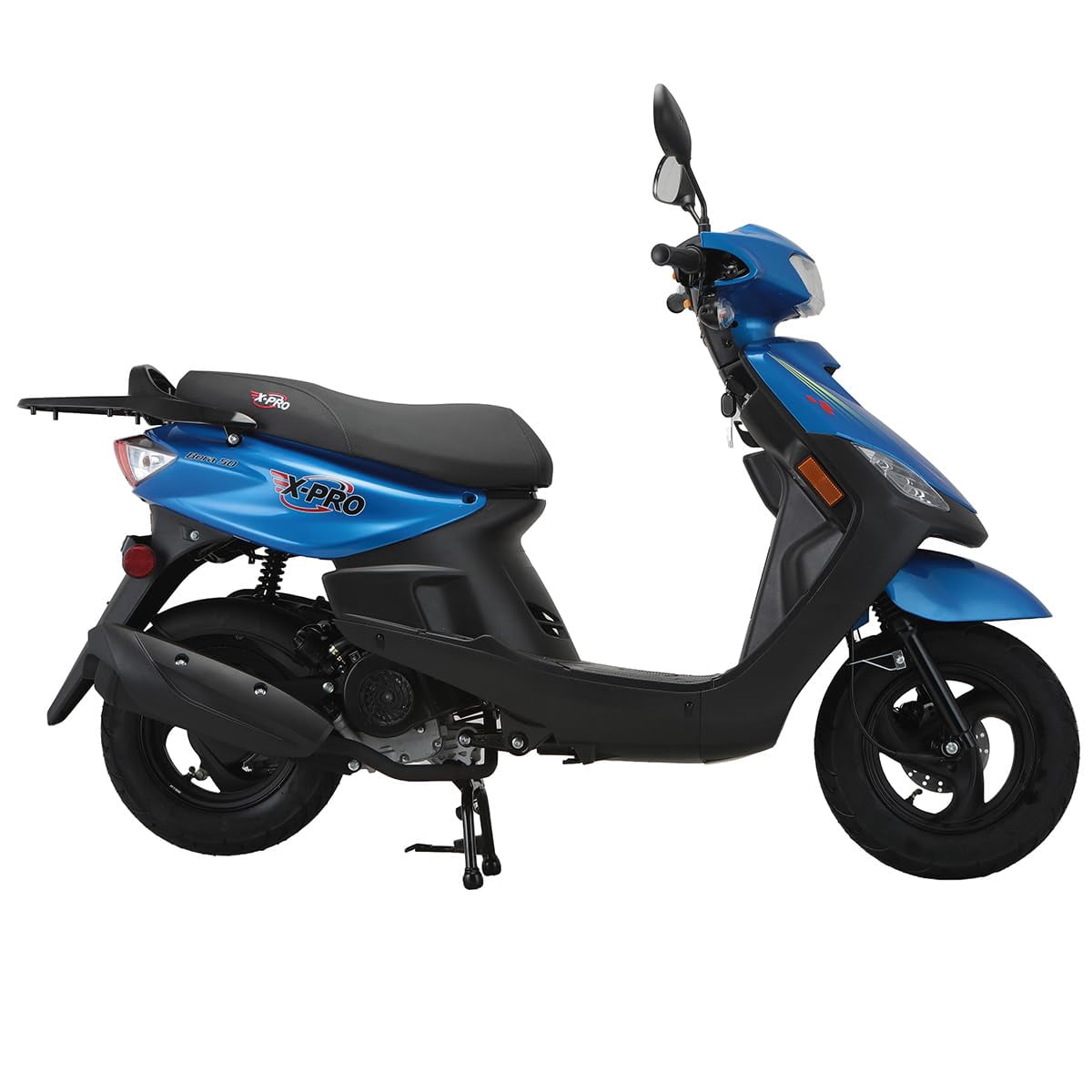 X-Pro Bora 50cc Gas Moped Scooter for Adults – Automatic Transmission, 4‑Stroke Engine with 10" Aluminum Wheels, Electric/Kick Start!