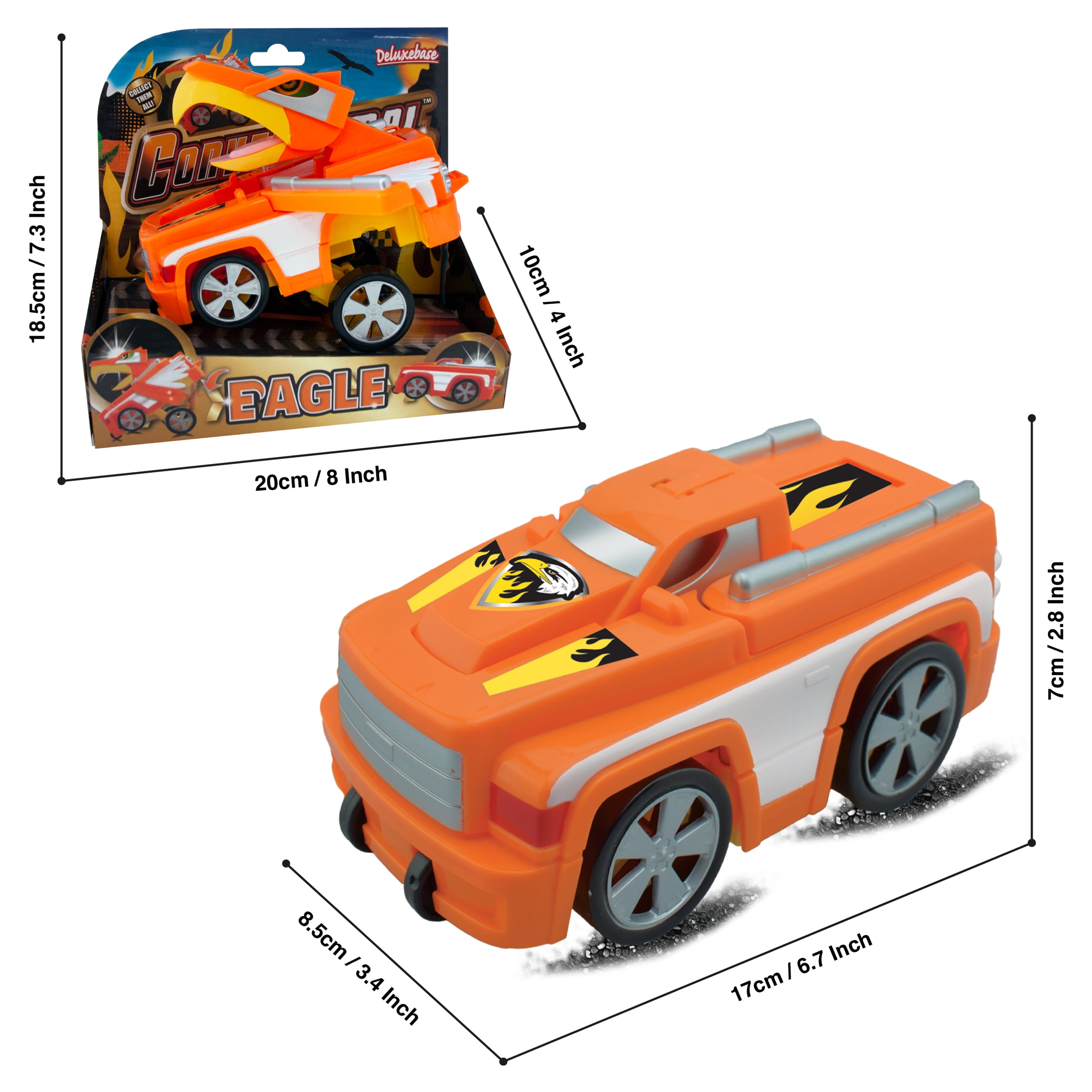 Convertimal Cars - Eagle from Deluxebase. Eagle Transformer Car Toy. 2-in-1 Car Toy to Eagle Toy for Children. Great Gifts for Kids and Kids Party Favors.