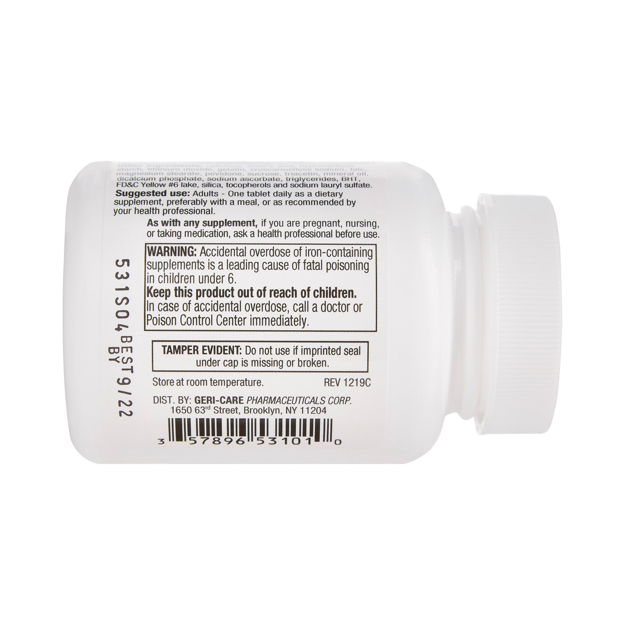 Geri-Care One-Daily Multi-Vitamin Supplement with Minerals Tablets, 12 Bottles, 100 per Bottle