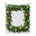 thumbnail image 1 of Christmas Soft Flannel Fleece Throw Blanket, Square Wreath with Beads and Balls in Winter Season Holiday Celebration Print, Cozy Plush for Indoor and Outdoor Use, 70" x 90", Multicolor, by Ambesonne, 1 of 6
