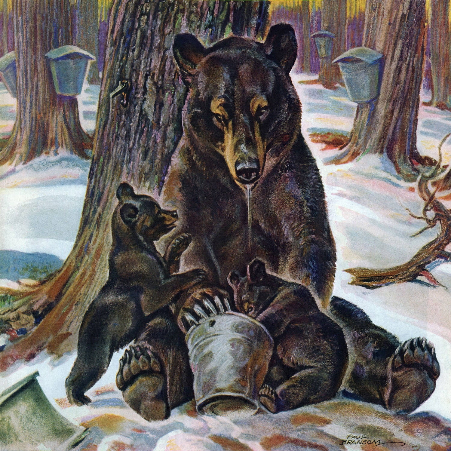"Eating Syrup" Painting Print on Wrapped Canvas