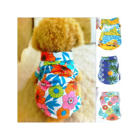 MarinaVida Small Pet Dog Puppy Summer Clothes Hawaiian Beach Floral T-Shirt Vest Apparel Costumes
