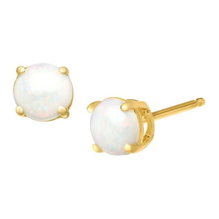 5/8 ct Natural Opal Stud Earrings in 10kt Gold