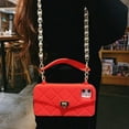 thumbnail image 2 of Wallet Case Compatible with iPhone 12 Mini, Purse Flip Card Holder Soft Silicone Case Cover with Handstrap & Long Pearl Crossbody Chain (Red, iPhone 12 Mini), 2 of 15