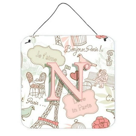 Caroline's Treasures CJ2002-NDS66 Letter N Love in Paris Pink Wall or Door Hanging Prints, 6HX6W, multicolor