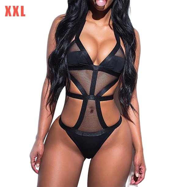 Mujeres Sexy Perspectiva Body Malla Lencería hueca Ropa interior Ropa de dormir, XXL Methold XX000212-05