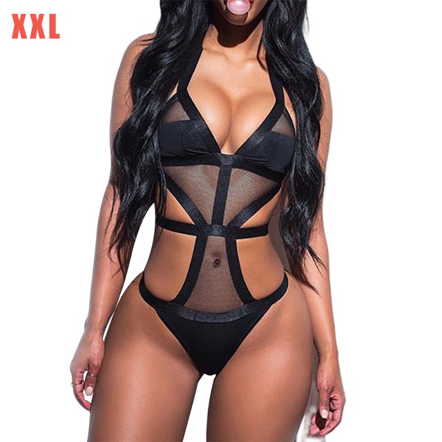 Mujeres Sexy Perspectiva Body Malla Lencería hueca Ropa interior Ropa de dormir, XXL Inevent XX000212-05
