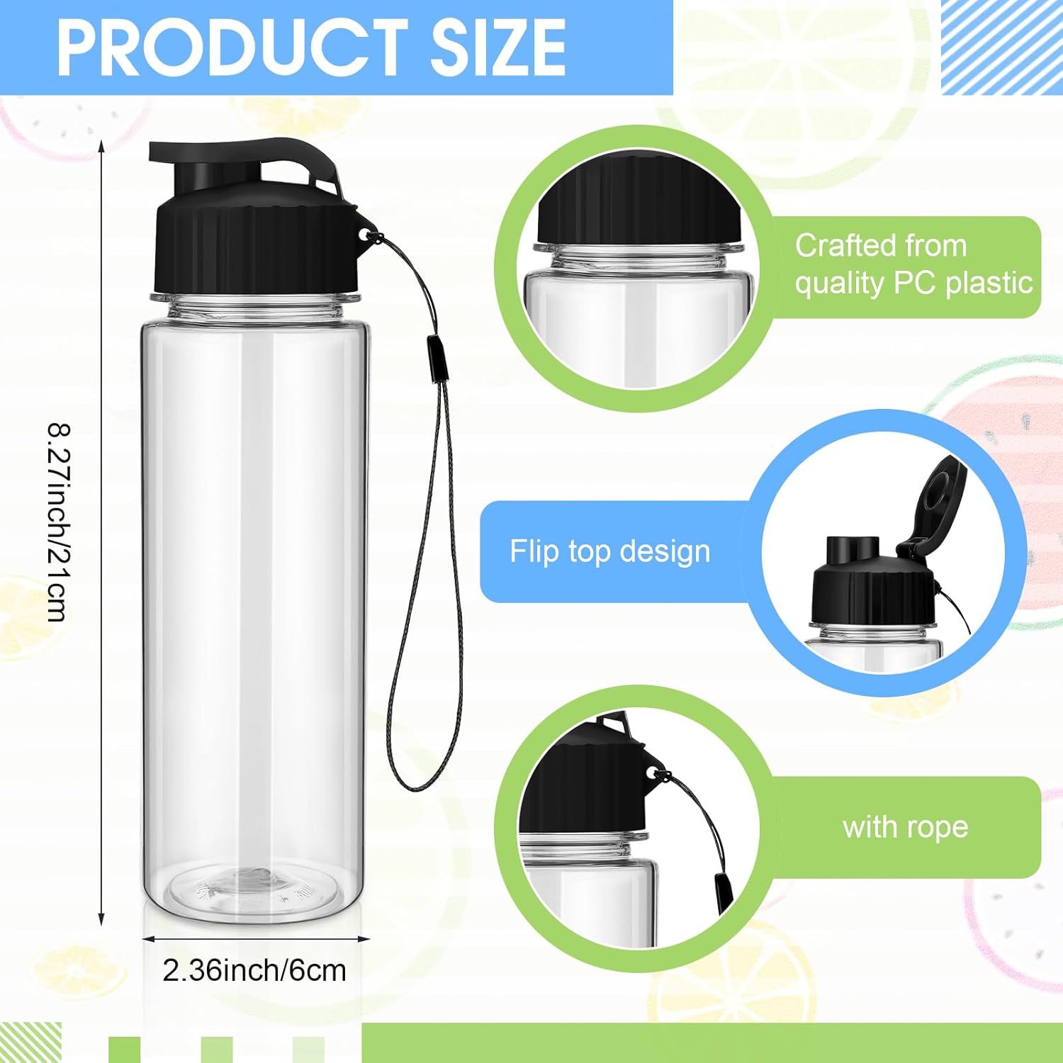 30 Pieces Water Bottle Bulk 17 oz Plastic Sports Water Bottles Bulk with Handle Strap Lightweight Leakproof Drink Flip Top for Adults Fit Gym(Classic Style,Blue,Pink,Yellow,Rose Red,Green)