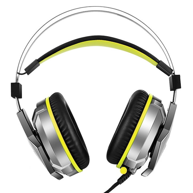 Matsuzay Auriculares para juegos E800 Auriculares estéreo con reducción de ruido Auriculares portátiles ajustables para juegos Cables de audio/vídeo Amarillo