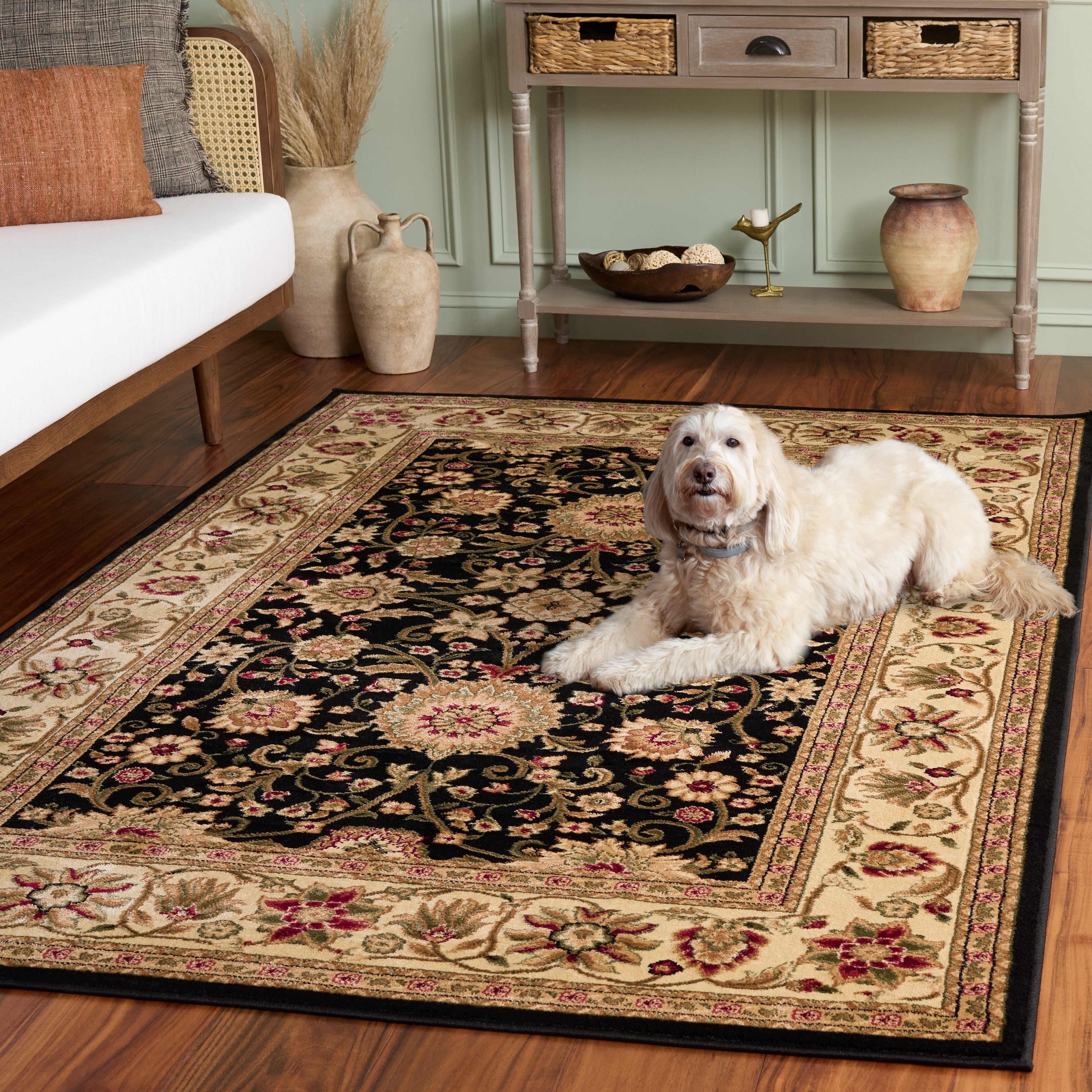 Safavieh Lyndhurst Victoria Floral Area Rug, Black/Ivory, 5'3" x 7'6"