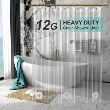 Plastic Shower Liner Clear, Premium PEVA Shower Curtain Liner with Rustproof Grommets and 3 Magnets, Waterproof Shower Curtains for Bathroom,Clear