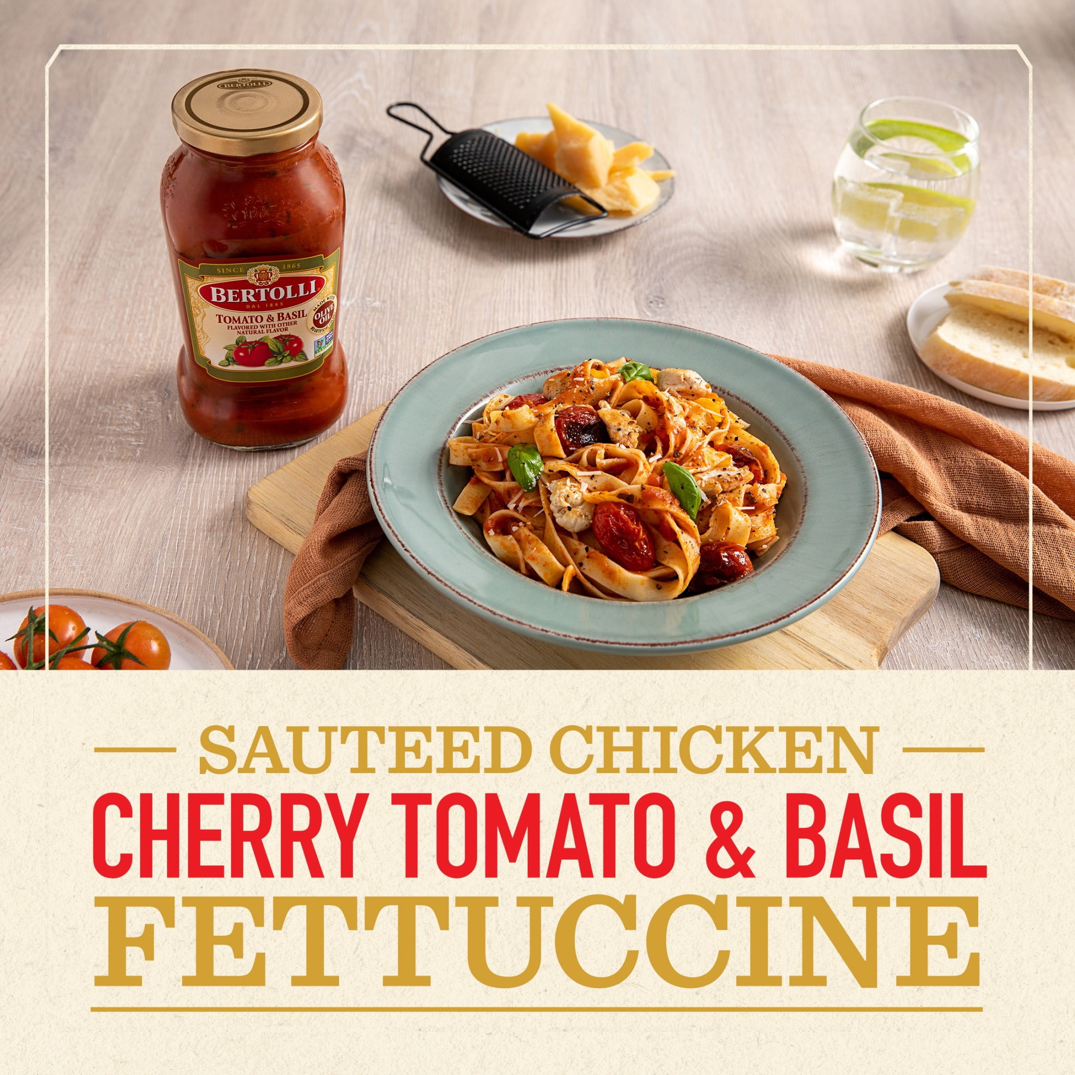 (6 pack) Bertolli Tomato and Basil Pasta Sauce, Spaghetti Sauce, 24 oz