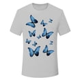 thumbnail image 5 of Womens Fashion Tees Tops Blue Butterfly Print Short Sleeve Summer Crew Neck Gift Clothes, 5 of 5