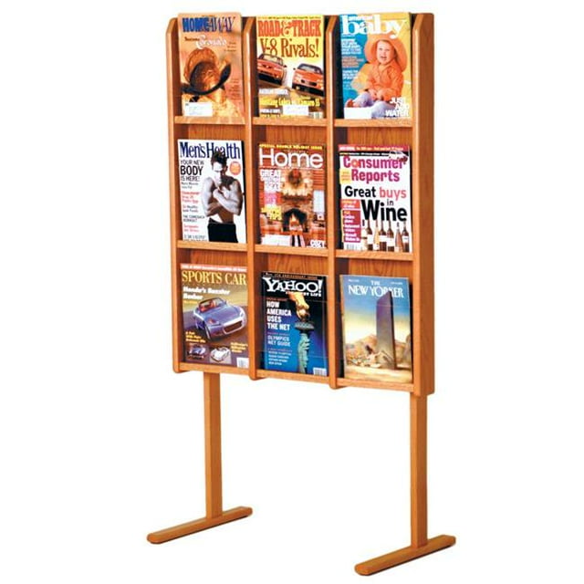 Wooden Mallet MM9-FSMO Divulge 9 Magazine Floor Display - Medium Oak