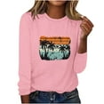 thumbnail image 5 of IROINNID Pink Tops for Women Spring Graphic Printed Long Sleeve Round Neck Casual Tee ,Pink, 5 of 5