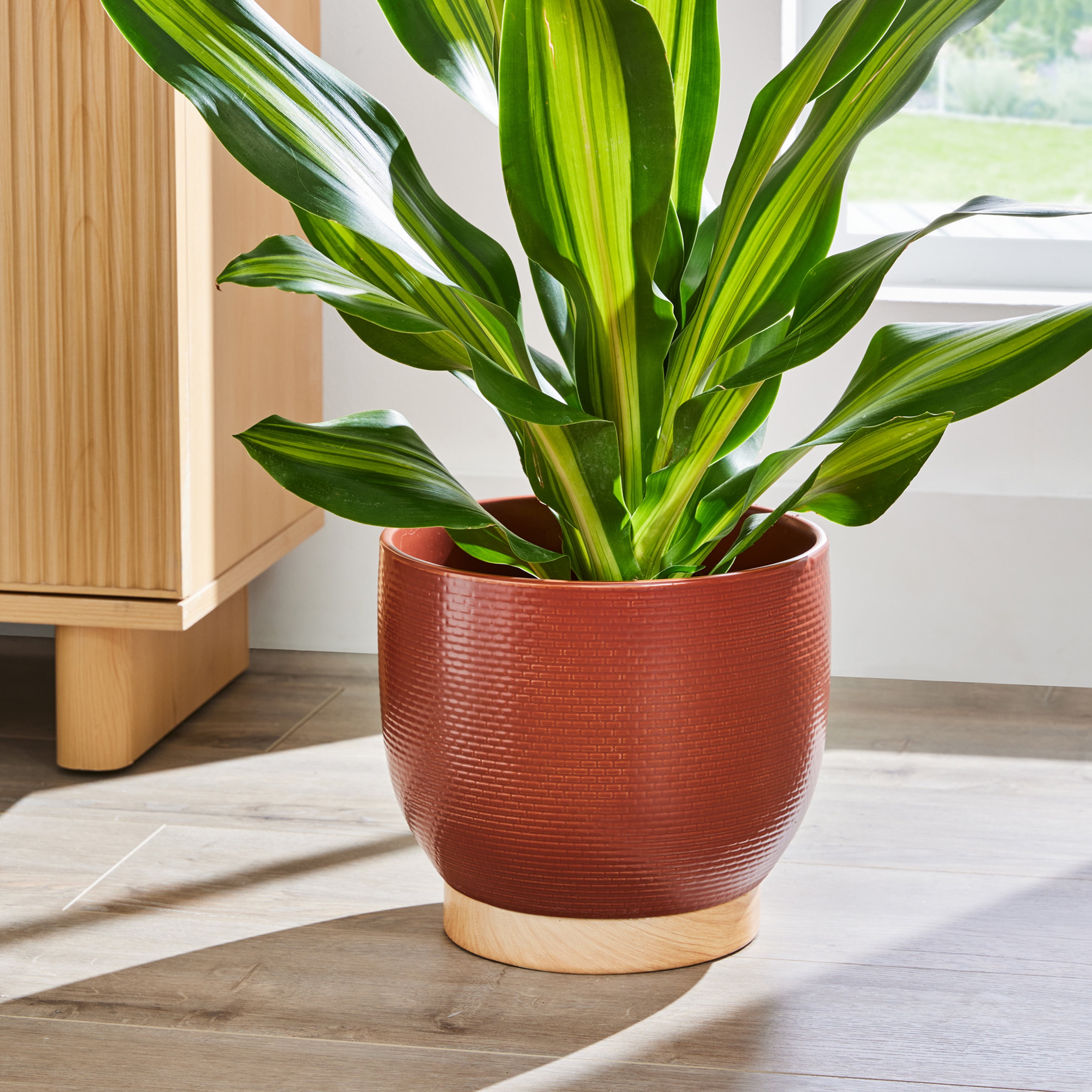 Better Homes & Gardens 10 inch Red Woven Ceramic Planter Pot