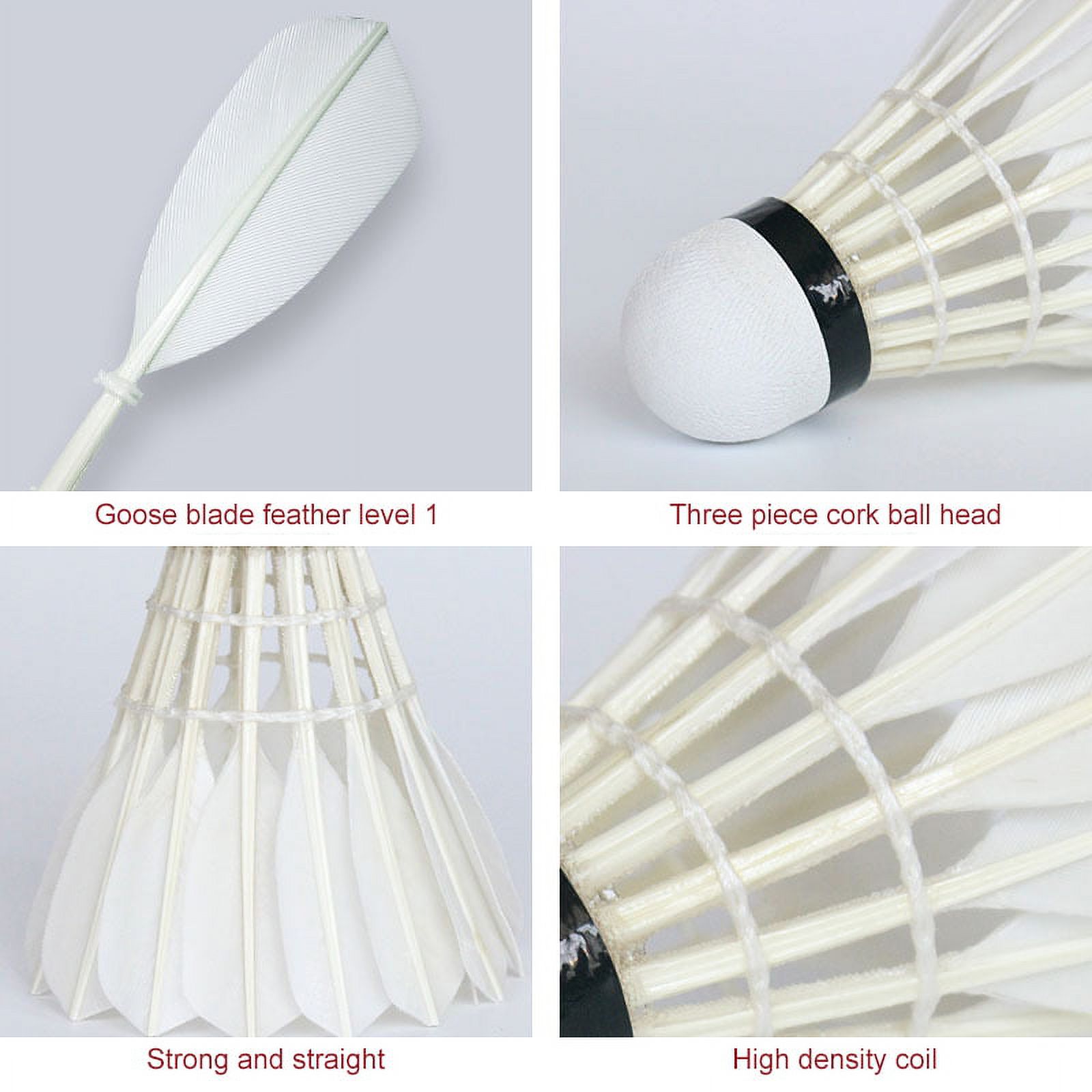 Chainplus Badminton Birdie 6-Pack, Professional Badminton Shuttlecocks Feather Ball with Great Durability Stability and Balance for All Ages and Players - White - image 3 of 6