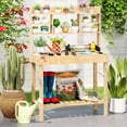 thumbnail image 4 of Costway Potting Bench Table Wooden Garden Work Bench Platform with Display Rack Hidden Sink, 4 of 10