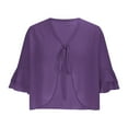 thumbnail image 5 of Karight Chiffon Cover Up Cardigans for Women Summer Bolero Shrugs Open Front Ruffle Short Sleeve Lightweight Casual Crop Tops, 5 of 6