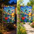 thumbnail image 4 of Dragonfly Stained Glass Garden Flag 12x18 Inch, Outside Flag Double Sided Butterfly Floral Outdoor Yard Flag with LED Lights, Polyester Lawn Patio Decor, 4 of 7