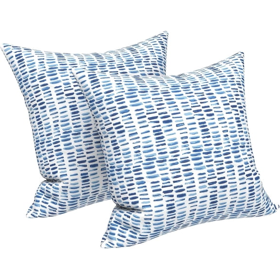 2 Pack Outdoor Pillow Covers ONLY 18x18 Inch, Water-Repellent Square Decorative Cushion Covers for Patio Furniture, Garden, Sofa, A Pebble Blue