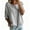 Gray, variant on Women's Solid 3/4 Puff Sleeve Round Neck Adjustable Drawstring Hem Cotton Linen Loose Casual Summer Blouse Tops S-XXL