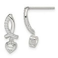 thumbnail image 2 of Sterling Silver Cubic Zirconia Ribbon with Heart Dangle Post Earrings, 2 of 3