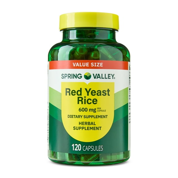 Spring Valley Red Yeast Rice Dietary Supplement Capsules, 600 mg, 120 Count