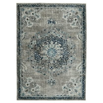 Luxee Designs Montana 9x12 Area Rug, Durable Low - Pile Medallion Pattern Indoor Rugs for Living Room, Bedroom, Kitchen, Office, High Traffic Area - Teal