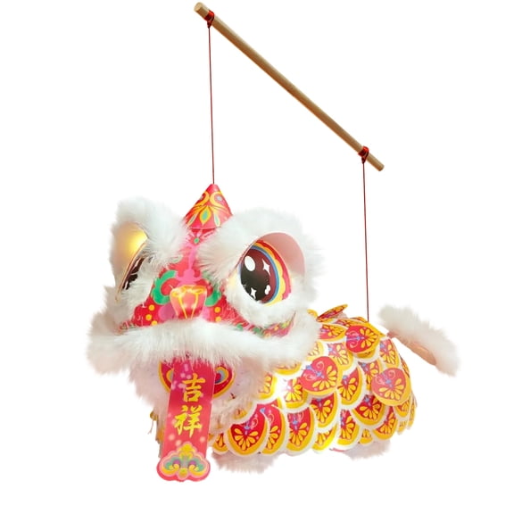 2026 Chinese New Year Decoration DIY Lantern Kit, Lion Hanging Paper Lantern, Light String, Movable Parts, Home Decor, Gift for Kids & Adults Craft Lovers
