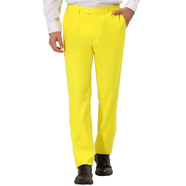 INSPIRE CHIC Pantalon Chino pour Homme, Coupe Droite Décontractée, Extensible et Confortable, devant Plat, 34, Jaune Citron