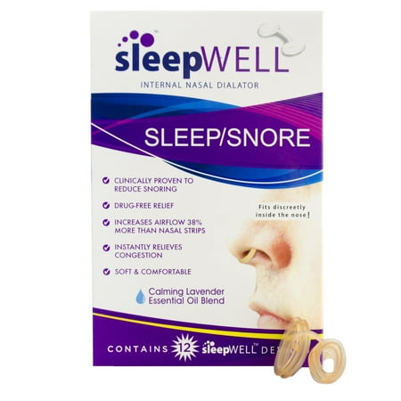 Sleepwell Sleep/Snore Internal Nasal Dilator for Snoring, Restful Sleep, Restore Sleep, Increase Airflow, Comfortable, Latex Free, Drug Free, Nasal Strips, 12 Count