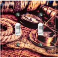 thumbnail image 1 of Metal Light Switch Plate Cover Vintage World Map Telescope Compass MAP002, 1 of 13