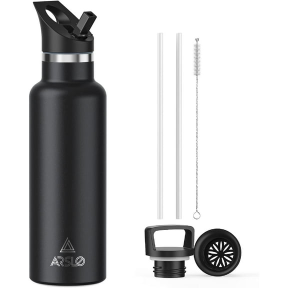 Stainless Steel Double Wall Water Bottles 25 Ounce, Vacuum Insulated Bottle With Straw Lid, Insulated Water Bottle Keeps Water Cold for 24 Hours, Hot for 12 Hours, Hiking, Sports