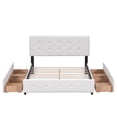 thumbnail image 6 of Upholstered Platform Bed with Headboard & 4 Storage Drawers, No Box Spring Needed, Modern Linen Fabric, Sturdy Wood Frame, Queen Size, 6 of 7